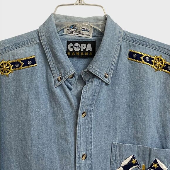 Vintage Copa Banana Nautical Themed Button Down Shirt Men's Size M Embroidered - Picture 5 of 14